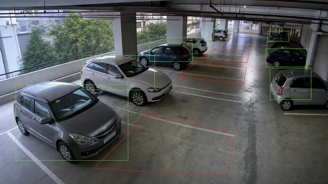 Free and taken bays on a CCTV camera