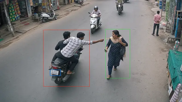 Chain snatching and grab-and-run on a CCTV camera