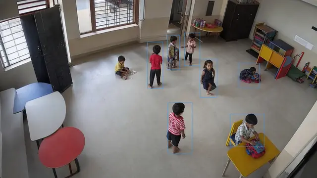 Classroom without an adult on a CCTV camera