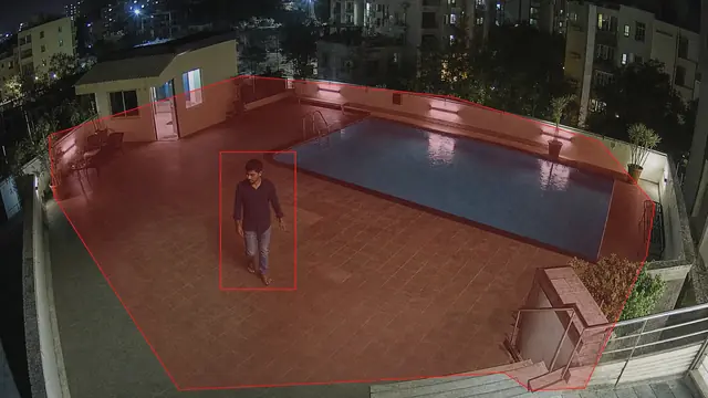Pool, gym and terrace after hours on a CCTV camera