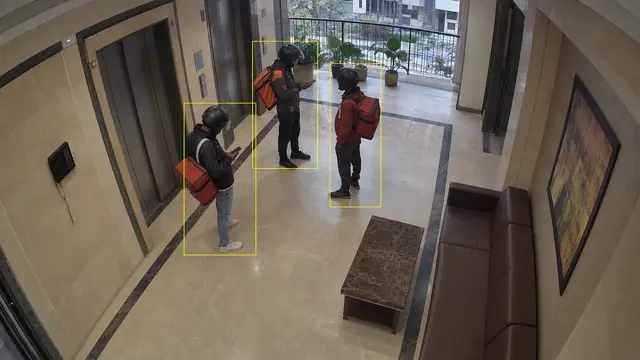 Delivery riders loitering on a CCTV camera