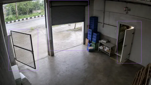 Doors and gates left open on a CCTV camera