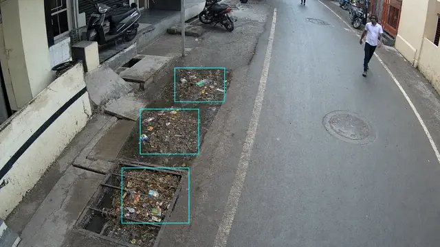 Blocked drains on a CCTV camera
