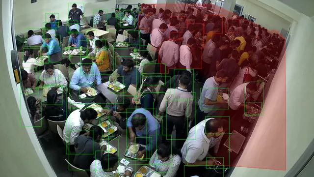 Canteen rush on a CCTV camera