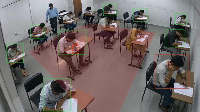 Phones in the exam hall on a CCTV camera