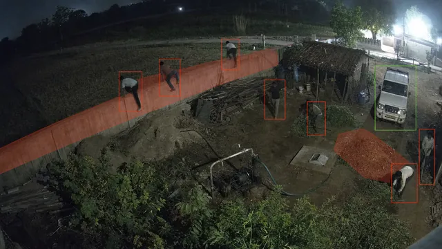 Night theft and boundary breaks on a CCTV camera