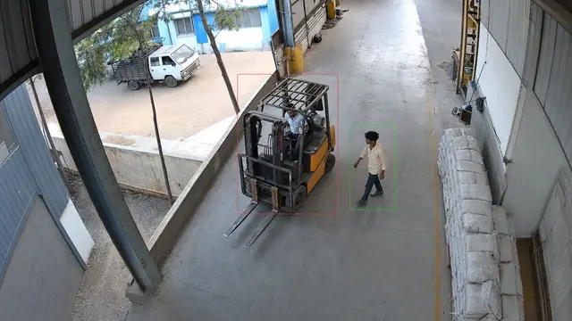 Forklift and pedestrian near-misses on a CCTV camera