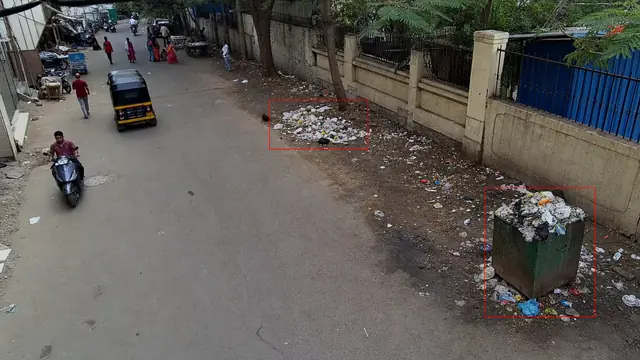 Garbage dumping and overflowing bins on a CCTV camera