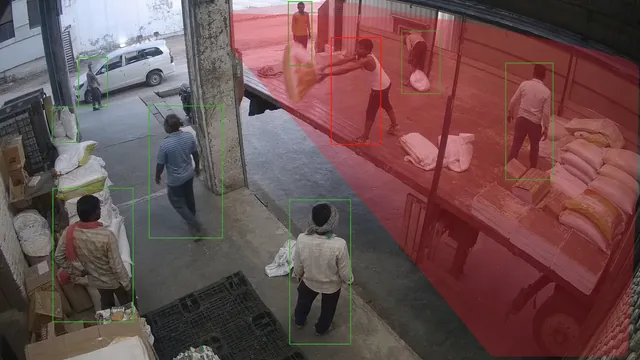 Rough handling of sacks and cartons on a CCTV camera