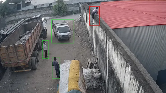 Wall climbing at the godown on a CCTV camera