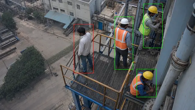 Harness at height on a CCTV camera