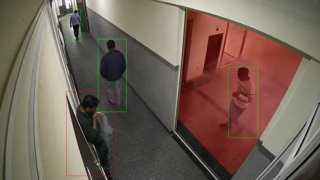 Smoking and smoke in corridors on a CCTV camera