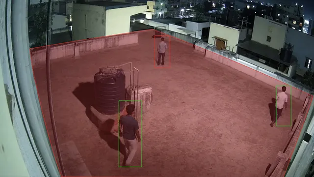 Terrace at night on a CCTV camera