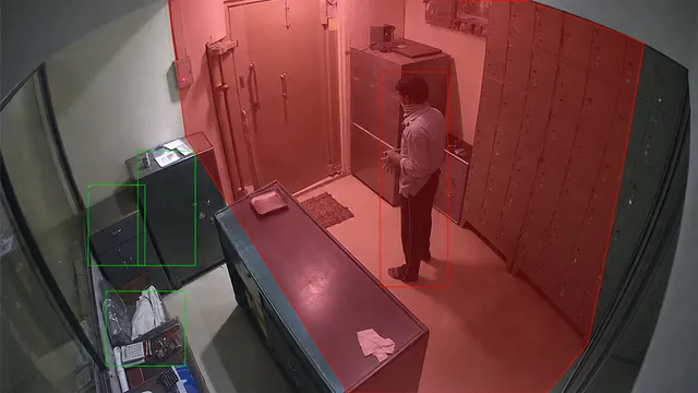 Strongroom and locker room after hours on a CCTV camera