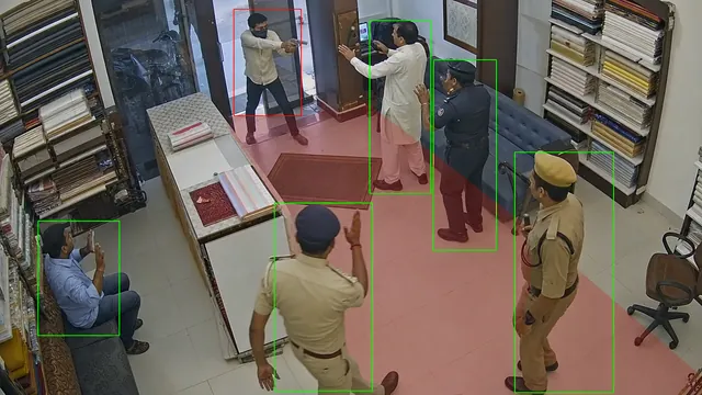 Weapons in the showroom on a CCTV camera