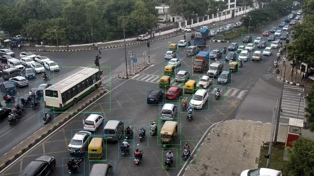 Junction congestion and vehicle counts on a CCTV camera