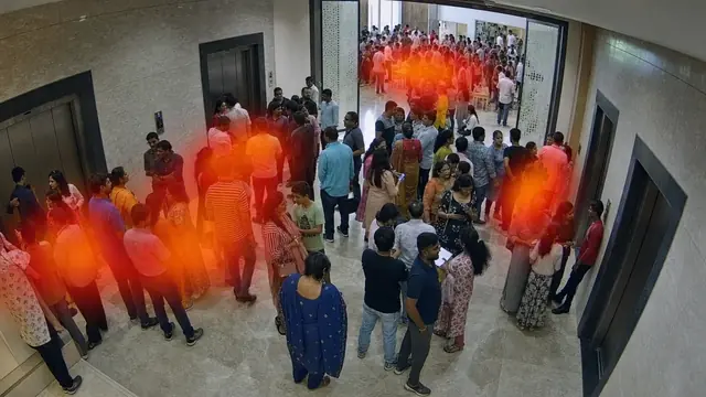 Lift lobby and clubhouse crowding on a CCTV camera