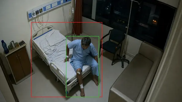 High-risk patient out of bed on a CCTV camera