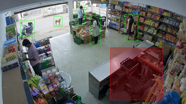 Empty shop, nobody at the counter on a CCTV camera
