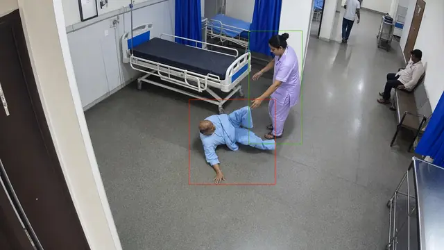Patient falls on a CCTV camera