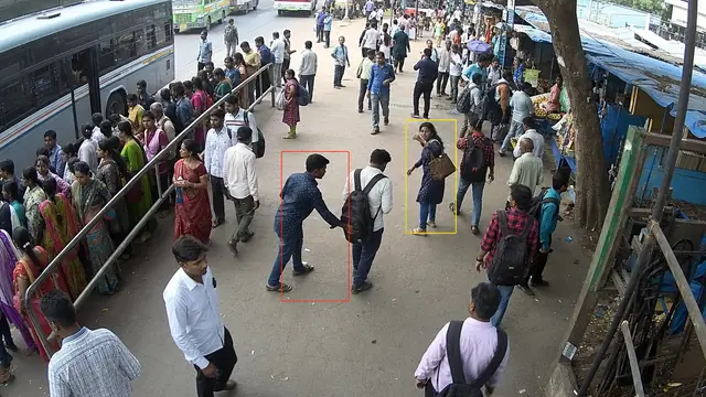 Pickpocketing and snatching in crowds on a CCTV camera