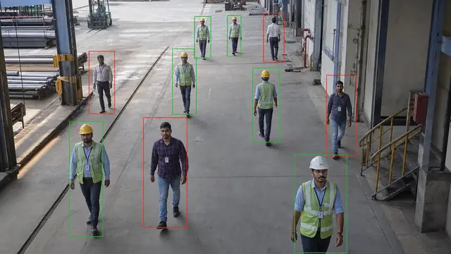 Identify the PPE violator on a CCTV camera
