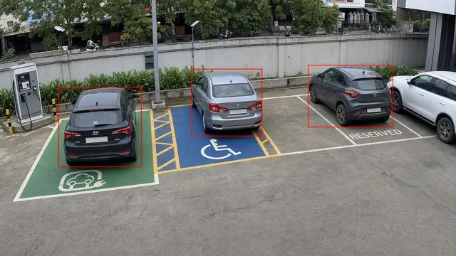 EV, disabled and reserved bays misuse on a CCTV camera