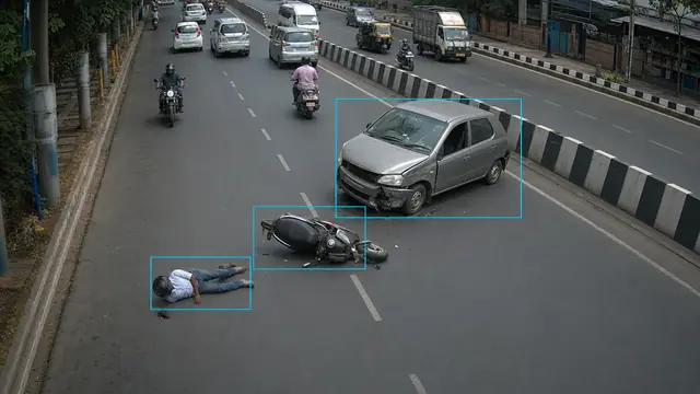 Accidents and stalled vehicles on a CCTV camera