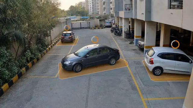 Wrong parking in the society on a CCTV camera