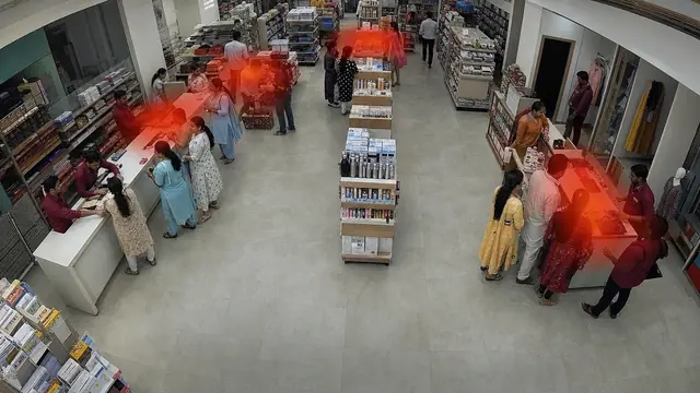 Staff and customer interaction time on a CCTV camera