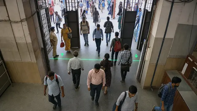 Station footfall by gate on a CCTV camera