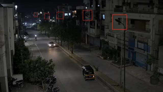 Streetlights out on a CCTV camera