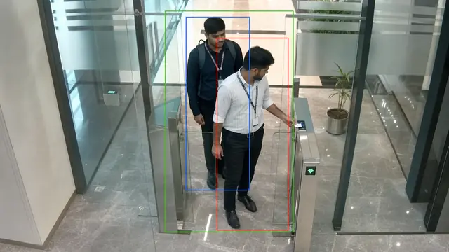 Tailgating at controlled doors on a CCTV camera