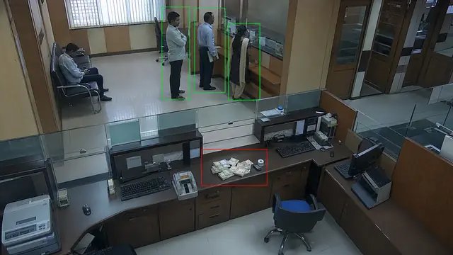 Cash counter left unattended on a CCTV camera