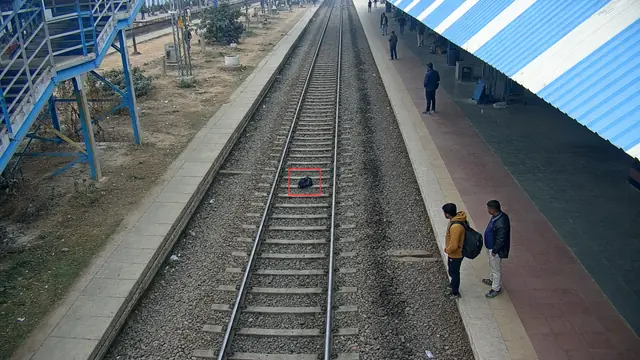 Objects on the track on a CCTV camera
