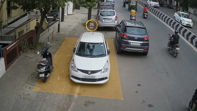 Illegal, double and footpath parking on a CCTV camera