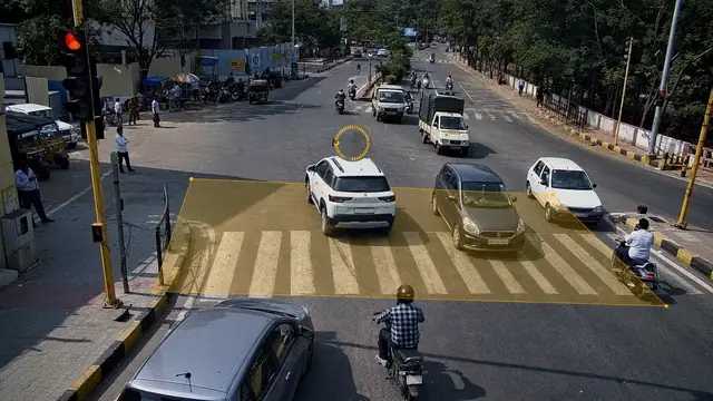 Stopping on the zebra crossing on a CCTV camera